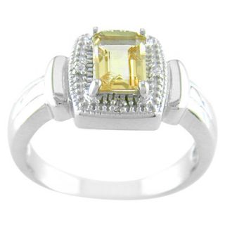 Sterling Silver Square Citrine Ring   Silver/Yellow 7