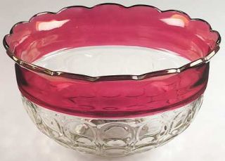 Indiana Glass Lexington Punch Bowl   Ruby Band, Circles, Punch Sets Only