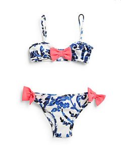 MILLY MINIS Girls Two Piece Mini Bow Bikini   Blue Floral
