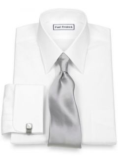 Paul Fredrick Mens 2 Ply Cotton Straight Collar French Cuff Dress Shirt