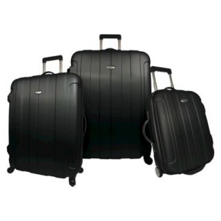 Travelers Choice Rome 3 Piece Hardshell Spinner/Rolling Luggage Set, Black