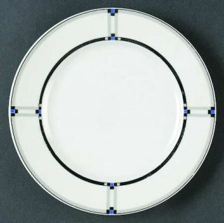 Studio Nova Tangent Black/Blue Salad Plate, Fine China Dinnerware   Black, Blue,