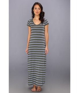 Splendid V Neck Striped Maxi Dress Womens Dress (Olive)