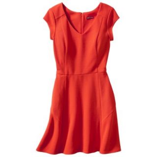 Merona Womens Textured Cap Sleeve Fit and Flare Dress   Hot Orange   M