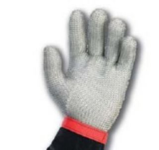 Intedge 5 Finger Stainless Steel Mesh Glove w/ Poly Wrist Strap, Small