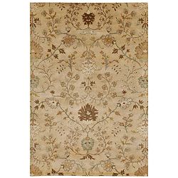 Hand tufted Beige/ Brown Floral Wool Area Rug (8 X 11)