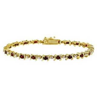 Diamond Accent Garnet Bracelet   Gold ( 7.25 )
