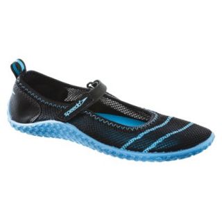 Speedo Junior Girls Mary Jane Water Shoes Black & Aqua   Large