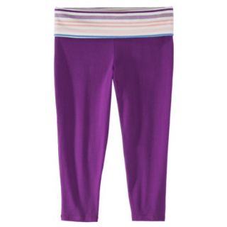 Mossimo Supply Co. Juniors Capri Yoga Pant   Purple with Striped Waistband XS