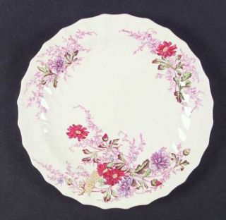 Spode Fairy Dell (Swirled) Luncheon Plate, Fine China Dinnerware   Multicolor Fl