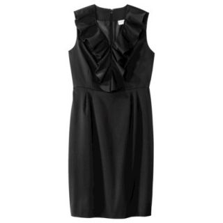 Merona Womens Twill Ruffle Neck Dress   Black   6