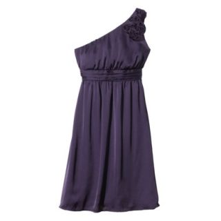 TEVOLIO Womens Satin One Shoulder Rosette Dress   Shiny Purple   4