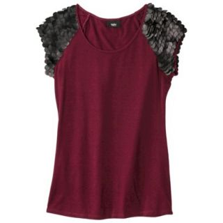 Mossimo Womens Faux Leather Disc Tee   Red/Black XS