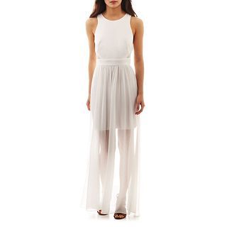 Bisou Bisou Sleeveless Illusion Cutout Maxi Dress, White
