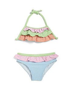 Florence Eiseman Toddlers & Little Girls Two Piece Striped Ruffle Bikini   Col