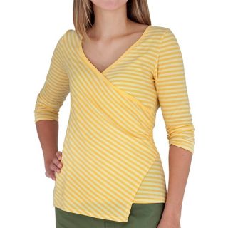 Royal Robbins Lucy Stripe Crossover Shirt   3/4 Sleeve (For Women)   DARK DAFFODILL (M )
