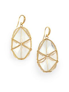 ABS by Allen Schwartz Jewelry Chain Wrapped Stone Drop Earrings   Gold