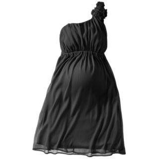 Merona Maternity One Shoulder Rosette Dress   Black XXL
