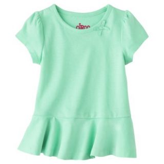 Circo Infant Toddler Girls Short Sleeve Peplum T Shirt   Green 3T
