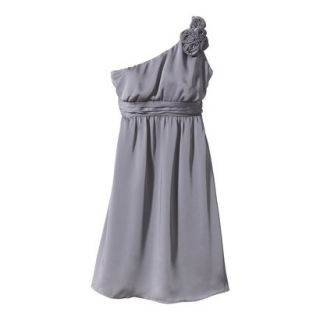 TEVOLIO Womens Satin One Shoulder Rosette Dress   Cement Gray   4