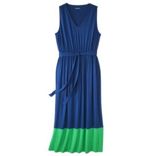 Merona Womens Plus Size Sleeveless Color block Maxi Dress   Blue/Green 3