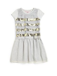 Design History Toddlers & Little Girls Tiered Sequin Dress   Heather Grey