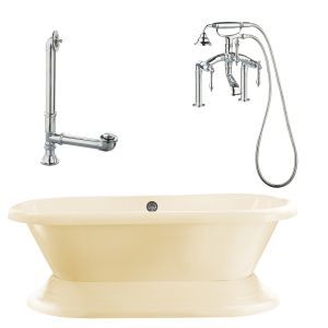 Giagni LW3 PC B Wescott Dual Tub with Plinth, Faucet with Hand Shower, Deck Rise