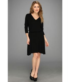 Three Dots Three Quarter Dolman Sleeve Dress w/ Seam Detailing Womens Dress (Black)