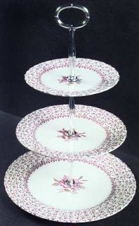 Johnson Brothers Rose Bouquet Pink 3 Tiered Serving Tray (DP, SP, BB), Fine Chin