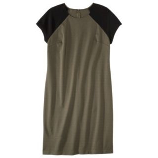 Mossimo Womens Plus Size Short Sleeve Ponte Dress   Green/Black 2