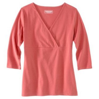 Womens Double Layer 3/4 Sleeve Tee   New Coral   S