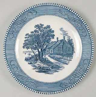 Royal (USA) Currier & Ives Blue Salad Plate, Fine China Dinnerware   Blue Scene