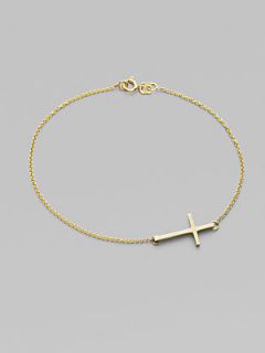 Mizuki 14K Yellow Gold Side Cross Bracelet   Gold
