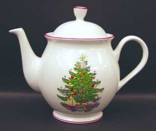 Cuthbertson American Christmas Tree (White) Teapot & Lid, Fine China Dinnerware