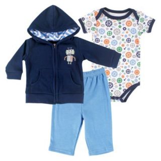 Hudson Baby Newborn Boys Hoodie, Pant and Bodysuit Set   Blue 0 3 M