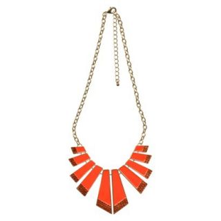 Womens Multi Drops Frontal Necklace   Gold/Coral