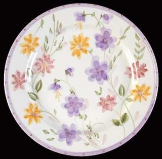 Gibson Designs Isabella Salad Plate, Fine China Dinnerware   Lilac&Yellow Flower