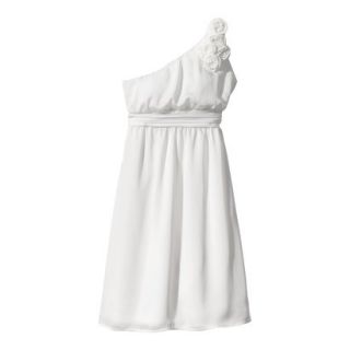 TEVOLIO Womens Satin One Shoulder Rosette Dress   Off White   4