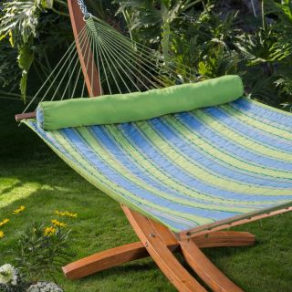 TwoTree Hammocks Island Bay Parrot Stripe Dura Weave Quilted Hammock with 15 ft.