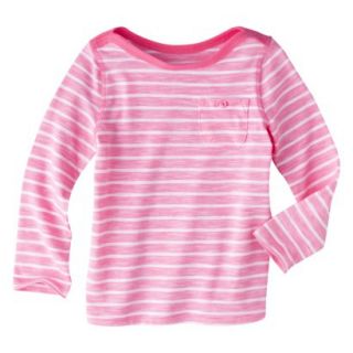 Cherokee Infant Toddler Girls Striped Long Sleeve Tee   Dazzle Pink 12 M