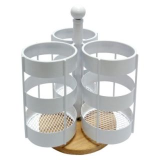 Steel 3 Sectioned Utensil Storage Caddy   White