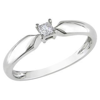 10K White Gold 1/10ct Princess Diamond Solitaire Ring