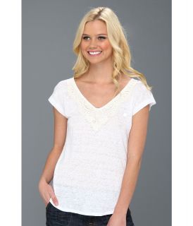 Lucky Brand Aden Tie Back Top Womens Short Sleeve Pullover (White)