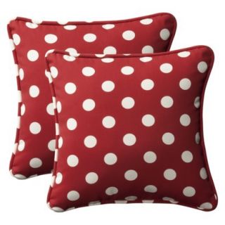 2 Piece Outdoor Toss Pillow Set   Red/White Polka Dot 18