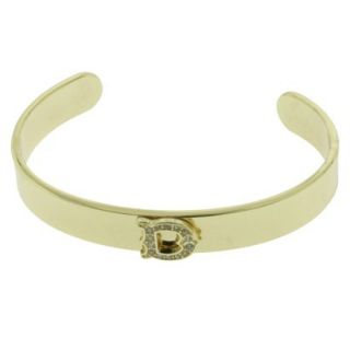 Womens D Initial Cuff Bracelet   Gold/Clear