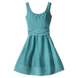 TEVOLIO Womens Taffeta Scoop Neck Dress with Removable Sash   Blue Ocean   14