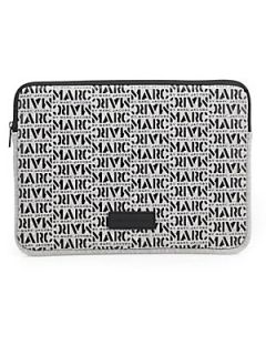 Marc by Marc Jacobs Logo Patterned Neoprene Laptop Case   Grey