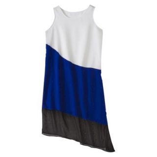 Mossimo Womens Asymmetrical Midi Dress   White/Athens Blue XXL