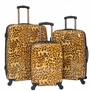 American Travel 3 piece Leopard Expandable Lightweight Hardside Spinner Luggage Set (PolycarbonatePockets One interior zippered divider creates two separate compartments; Interior mesh and elastic pockets to properly organize all your travel needsCarryin