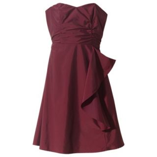 TEVOLIO Womens Strapless Taffeta Dress w/Ruffle   Rare Wine   14